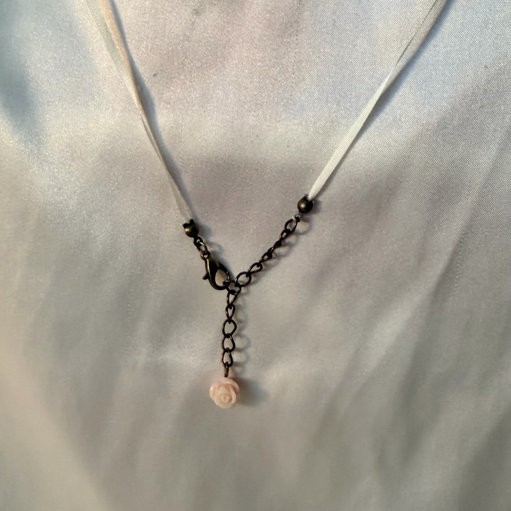 Hand Crafted Pink Rose Pendant Necklace